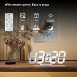 3D 15" LED Digital Wall Clock with Remote Control, Large Display 12/24H Date Temperature Snooze Adjustable Brightness Clock for Warehouse Office Home Living Room - Imported from UK