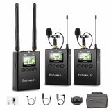 FotoWelt UHF 2 Transmitters+1 Dual-Channel Receiver Wireless Lavalier Microphone System, Dual Channel Receiver Compatible with DSLR Cameras, Phones Camcorders Used in Video Recording, Program Hosting & Interview - Imported from UK