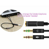 3.5mm 2 Male to 1 Female Headphone Earphone Mic Gold Plated Audio Y Splitter Adapter Cable for PC Laptop 33cm - Imported from UK