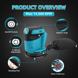 Makita 18V 125mm Cordless Lithium-ion Random Orbit Sander, 5" 14000RPM Electric Sander with 3 Speeds, Perfect for Woodworking (Battery Included) - Imported from UK