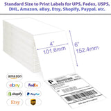 Thermal Printer Stickers Paper 500 Labels Per Stack Thermal Label Stickers Paper for 4" x 6" with Perforation, Permanent Adhesive, White Mailing Label Stickers, Compatible with Rollo Label Printer, Zebra Thermal Printer - Imported from UK