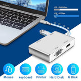 USB C to HDMI / DVI / VGA / USB3.0 Converter Adapter, 4 in 1 Multi Hub, Male to Female Multi-Display Video Converter - Imported from UK