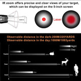 Bestsight Night Vision Rifle Scope, 5" Display Screen with 5W 850NM Infrared Illuminator, (Day & Night), 38-44mm Eyepiece Scope (Optic Sight) - Imported from UK