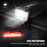 Omeril LD320 Bike Light Set, USB Rechargeable Light with 300LM Waterproof Front Headlight & 100LM Tail Light, Adjustable 6 Lighting Modes, Cycling Lights for Road & Mountain, Easy to Fit - Imported from UK