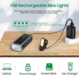 Omeril 1200 Lumens Bike Light Front & Rear Powerful LED Bike Light Set USB Rechargeable Anti-Glare Beam Security Cycling Lights IP65 Waterproof MTB Cycle Lights Mountain Bike Accessories - Imported from UK