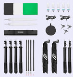 ESDDI Photography Lighting Kit, Adjustable 2.6Mx3M Background Support System with 3 Color Backdrop Fabric Photo Studio Softbox Sets, 5x 85W Bulb, 2x Umbrellas Light Stand & Carrying Bag - Imported from UK