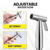 Handheld Bidet Sprayer Set with T-Adapter, 304 Stainless Steel Handheld Muslim Shower with 1.5M Shower Hose & Adjustable Water Pressure - Imported from UK