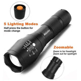 T6 3000 Lumens Powerful LED Flashlight, Super Bright Aluminum Alloy Telescopic Zoomable Tactical Military LED Flashlight / Torch Lamp Light - Imported from UK