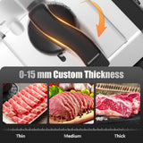 OSTBA Electric Deli Food Meat Slicer 200W with Quiet DC Motor, Child Lock Protection, Removable 19cm Stainless Steel Blade, 0-15mm Adjustable Thickness, Easy to Clean, Ideal for Meat, Cheese, Bread and Vegetables - Imported from UK