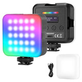 NEEWER RGB61 Magnetic Video Light 360° Full Color LED Camera Light with 3 Cold Shoe Mounts CRI 97+ 20 Scene Modes 2500K-8500K 2000mAh Rechargeable Mini Portable Photography Light - Imported from UK