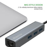 llano 4-in-1 USB3.0 Gigabit Ethernet Hub, 10/100/1000 RJ45 LAN Wired Network Aluminum Alloy Adapter for MacBook Laptop Desktop PC Tablet Phone - Imported from UK