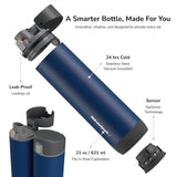 HidrateSpark PRO 21oz Smart Water Bottle, Insulated Stainless Steel, Tracks Water Intake with Bluetooth, LED Glow Reminder When You Need to Drink, Chug Lid - Imported from UK