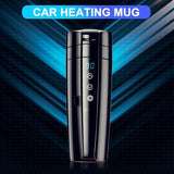 NESTCHAO 12V/24V Smart Heating Mug/Cup, 400ml 70W Electric Stainless Steel Smart Temperature Control Travel Mug Warmer with LCD Display - Imported from UK