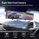 Jansite 4K+HDR 12" Mirror Dash Cam with Anti glare IPS Touch Screen, Reduce Blind Spots Front & Rear View Dashcam with Waterproof Reverse Camera HDR Night Vision, 24H Parking Monitor, G-Sensor (2023 Upgraded) - Imported from UK