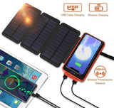 POWOBEST 20000mAh Solar Power Bank with 3 Solar Panels, USB Ports & LED Flashlight, Waterproof Portable Charger for Outdoor Activities - Imported from UK