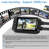 Blueskysea DV128 Motorcycle Dash Cam, 1080P Dual Lens Video Recorder Motorcycle Camera with 2.7” LCD Front & Rear Waterproof DVR with G-Sensor, Loop Recording, GPS, Manual Lock, Night Vision, 130° Angle - Imported from UK