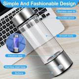 A clear cylindrical water bottle with a stainless steel lid and base. Simple and fashionable design