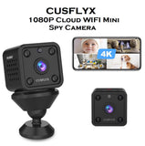 CUSFLYX 1080P Cloud WIFI Mini Spy Camera, Security Camera with 150° Wide Angle Motion Detection IR Night Vision for Nanny Pet Home Office Garage Monitor - Imported from UK