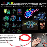 El Wire 5M Neon String Light with Flexible 3 Lighting Modes Glowing Strobing Electroluminescent Wire for Festival Halloween Party DIY Decoration - Imported from UK