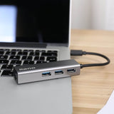 llano 4-in-1 USB3.0 Gigabit Ethernet Hub, 10/100/1000 RJ45 LAN Wired Network Aluminum Alloy Adapter for MacBook Laptop Desktop PC Tablet Phone - Imported from UK