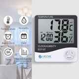 eSynic Indoor LCD Digital Hygrometer Thermometer, Temperature Humidity Meter with Alarm Clock (Pack of 2) - Imported from UK
