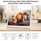 NAPATEK 10" Digital Photo Frame with 1920x1080 IPS Screen Image Preview Video Calendar Clock Auto On/Off Timer Remote Control Support SD Card & USB - Imported from UK