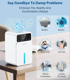 JERVAMNI 1500ml Portable Dehumidifier,&nbsp; Moisture & Mold Control with 12 Hour Timer, Auto Off/Defrost, Color Lights - Imported from UK