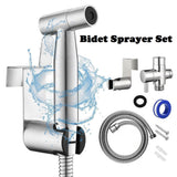 Handheld Bidet Sprayer Set with T-Adapter, 304 Stainless Steel Handheld Muslim Shower with 1.5M Shower Hose & Adjustable Water Pressure - Imported from UK