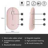 Logitech Pebble Bluetooth Wireless Mouse, Slim Silent Computer Mouse with Quiet Click - Imported from UK