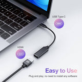 USB Type-C to 4K HDMI Adapter (Thunderbolt 3 Compatible) with Video Audio Output - Imported from UK