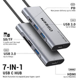 QGeeM 7-in-1 USB C Hub USB Type C to HDMI Adapter with 100W Power Delivery, 3x USB 3.0, SD/TF Card Reader - Imported from UK