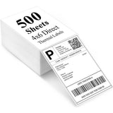 Thermal Printer Stickers Paper 500 Labels Per Stack Thermal Label Stickers Paper for 4" x 6" with Perforation, Permanent Adhesive, White Mailing Label Stickers, Compatible with Rollo Label Printer, Zebra Thermal Printer - Imported from UK