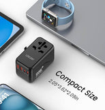 LENCENT Universal Travel Adapter, 100W GaN III Tech International Adapter with 2 QC4.0 USB-A + 2 PD3.0 Type-C PPS Fast Charging, Worldwide Wall Charger - Imported from UK