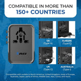 OREI 45W Universal Travel Adapter, 3x USB-C & 2x USB-A 6-in-1 Universal Travel Adapter (Container Product Without Box) - Imported from UK