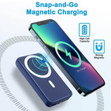 AOGUERBE 10000mAh Magnetic Wireless Power Bank, Wireless Fast Charging 15W Portable Charger Battery Pack, PD 20W & QC 22.5W USB C Port - Imported from UK