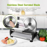OSTBA Electric Deli Food Meat Slicer 200W with Quiet DC Motor, Child Lock Protection, Removable 19cm Stainless Steel Blade, 0-15mm Adjustable Thickness, Easy to Clean, Ideal for Meat, Cheese, Bread and Vegetables - Imported from UK