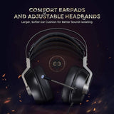 MPOW EG3 Pro Over Ear Gaming Headset with 7.1 Surround Sound with LED Light, Noise Cancelling Mic & Soft Memory Earmuff, Compatible with PC, PS4, Xbox One, Nintendo Switch - Imported from UK