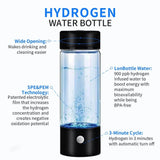 Hydrogen Water Generator Bottle, Portable Rechargeable Hydrogen Water Ionizer Machine, 420ml Hydrogen Rich Water Glass Health Cup for Home Travel (Container Product Without Box) - Imported from UK