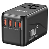 LENCENT Universal Travel Adapter, 100W GaN III Tech International Adapter with 2 QC4.0 USB-A + 2 PD3.0 Type-C PPS Fast Charging, Worldwide Wall Charger - Imported from UK