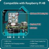 52Pi ABS Mini Tower RGB Cooling Fan With 0.96 inch OLED Display UPS Case Kit for Raspberry Pi 4B (Transparent) - Imported from UK