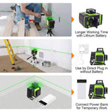 Huepar GF360G 3D 12 Lines Green Beam Self-Leveling Laser Leveler, 3x 360° Three-Plane Leveling & Alignment Laser Tool IP54 Shockproof with Magnetic Base & Battery - Imported from UK