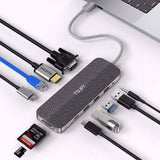 TSUPY 11-in-1 USB C Hub, Fabric Design Dual Display USB C Adapter, USB C to 4K HDMI,  VGA, Ethernet, PD USB C to USB C, 3 USB, SD Micro SD Card Reader, 3.5mm Jack Docking Station for MacBook Pro etc - Imported from UK
