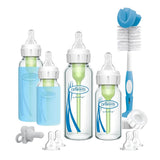 Dr. Brown's Natural Flow® Anti-Colic Options+™ Narrow Glass Baby Bottle Starter Set with Silicone Sleeves, Brush & Soft 100% Silicone HappyPaci™ Pacifier for Newborns - Imported from UK