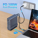 15 in 1 USB-C Docking Station 4K HD Vertical Hub with Triple Monitor 4K Display, Dual HDMI+DP, 5xUSB 3.0/2.0, PD 3.0, RJ45, SD/TF 3.0, 3.5 Audio  - Imported from UK