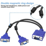 VGA Splitter Cable 10" VGA Y Cable for Screen Duplication 15P VGA Male to 2 VGA SVGA Female  - Imported from UK