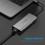 LENTION USB-C 6-in-1 Multiport Hub with 4K HDMI, SD Card Reader, 2x USB 3.0, Type C Charging Ethernet Adapter - Imported from UK