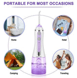 Leominor 300ml Water Flosser, Portable Oral Irrigator with 4 Tips 5 DIY Modes IPX7 Waterproof Rechargeable Water Dental Flosser (Without Box) - Imported from UK