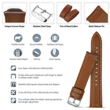 Fullmosa Axus Series 20mm Watch Straps, Leather Strap with Stainless Steel Metal Clasp, Quick Release Replacement Bands - Imported from UK