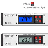 Proster LCD Electronic Protractor 0-225° Digital Angle Finder, 400mm/16" Angle Ruler with Spirit Levels & Backlit LCD Digital Angle Measuring Tool for Roofing Engineering - Imported from UK