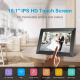 PODOOR 10.1" WiFi Digital Photo Frame, Touch Smart Electronic Picture Frame 1280 x 80 with 16GB Memory Automatic Rotation Adjustable Brightness iOS & Android App - Imported from UK